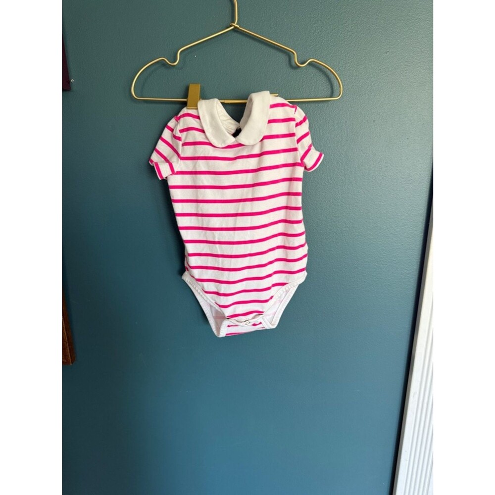 kate spade White and Hot Pink Striped Peter Pan Collar One-Piece